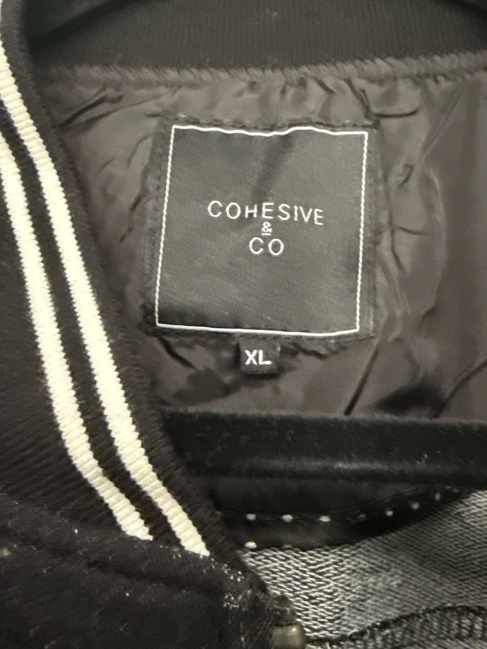 Cohesive & Co Black Bomber Jacket with White Trim